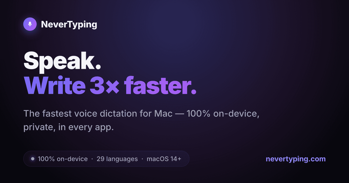 NeverTyping, dictée vocale privée pour Mac